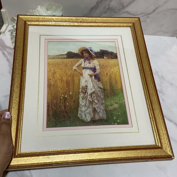 Print Of A Young Woman At A Landfill Collecting Flowers in Gold Tone Frame - Picture 3 of 17